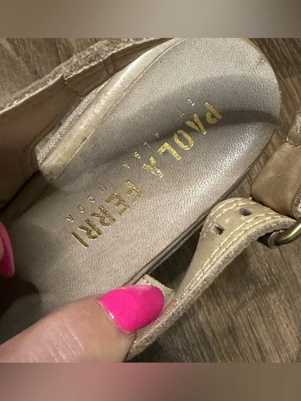 Paola Ferri Beige Studded Wedge Sandals - Women size 6 - Picture 5 of 7